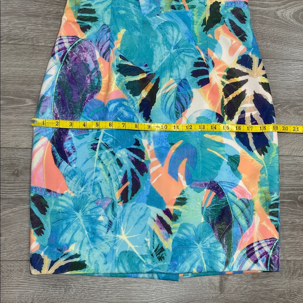 NWT Gianni Bini Addison Strapless Tropical Floral Dress Mint Seafoam / Peach S - Picture 11 of 16
